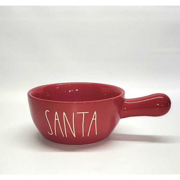 Rae Dunn Red "Santa" Soup Bowl With Handle White Lettering 1159 - Picture 1 of 5